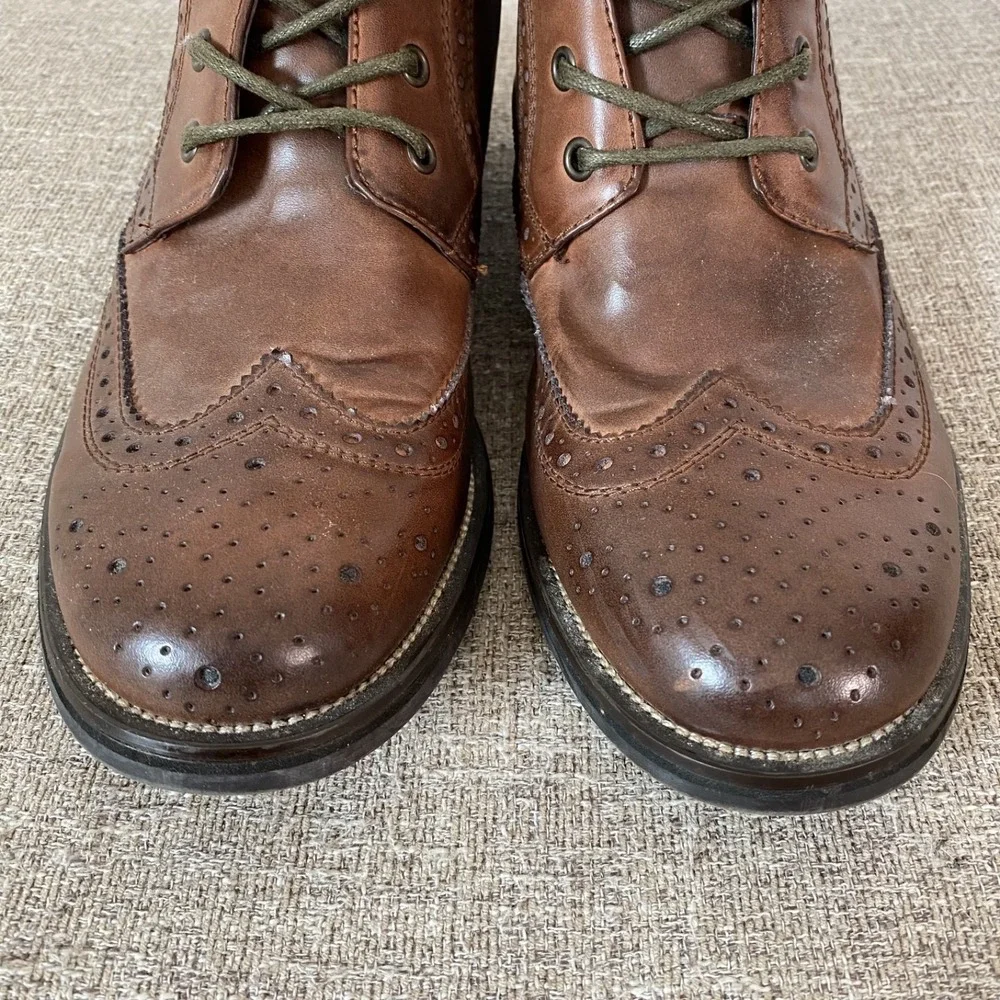 Steve Madden Mens Evander Leather Wing Tip Ankle Boots Size 9.5 Dressy Casual - Picture 3 of 10